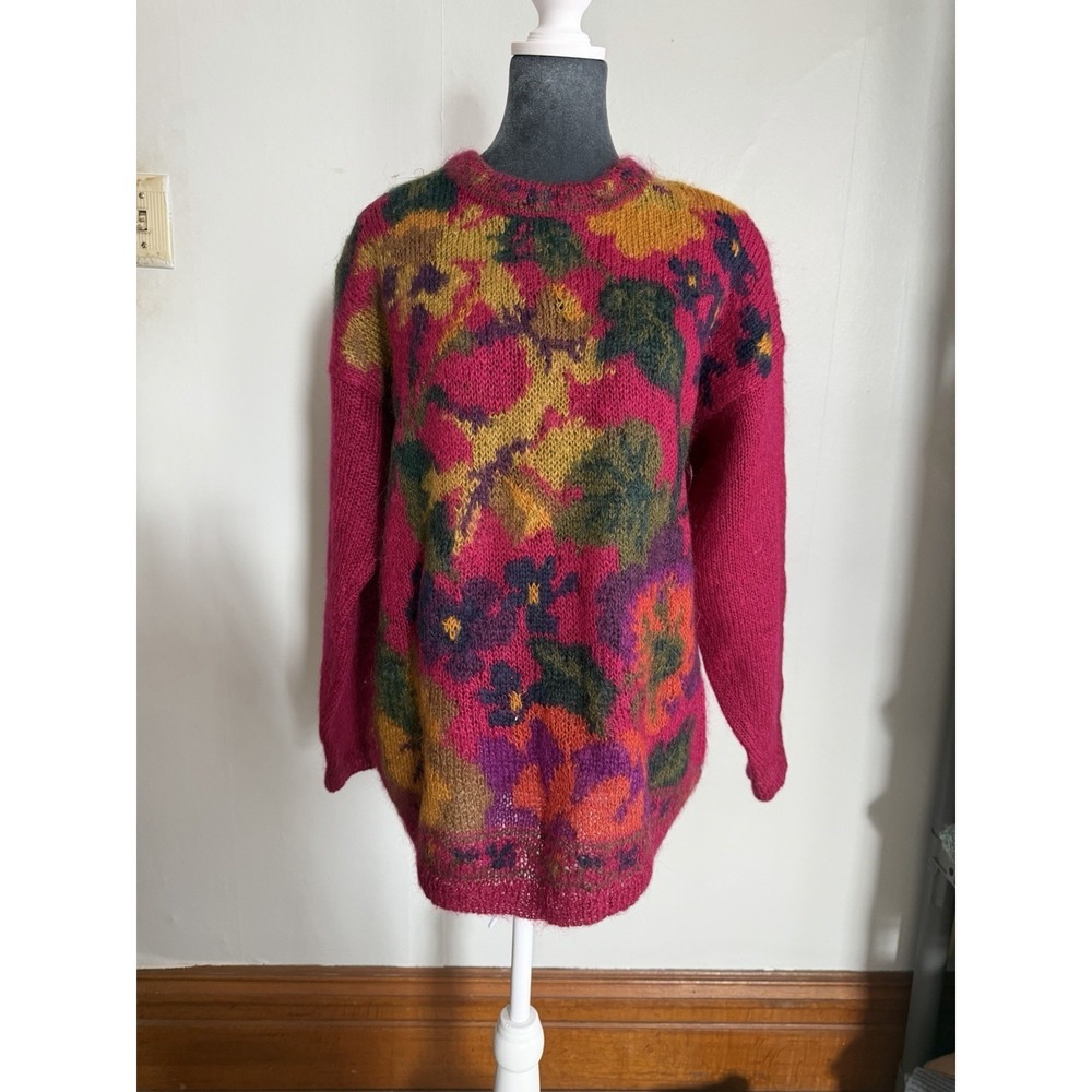 Vintage Mohair Oink‎ Floral Oversized Sweater Boutique Old Money Michelle Stuart